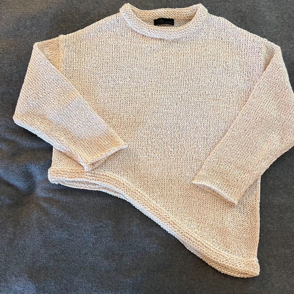 Zara Women's Asymmetric Knit Jumper Crew Neck Bohochic Cleangirlaesthetic Size S